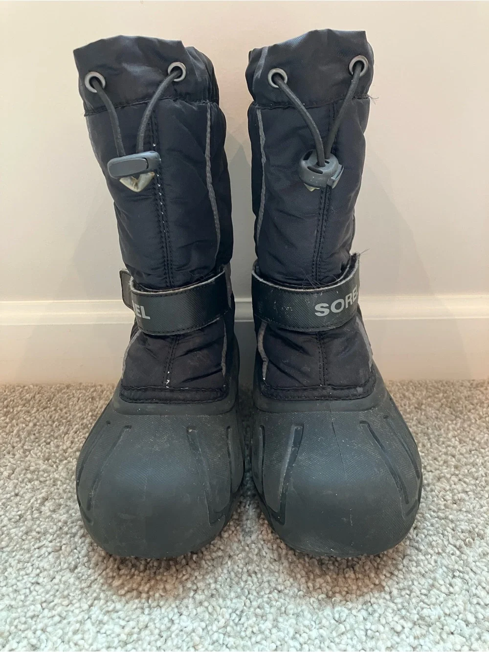 Sorel Kids Black and Gray Insulated Snow Boots
